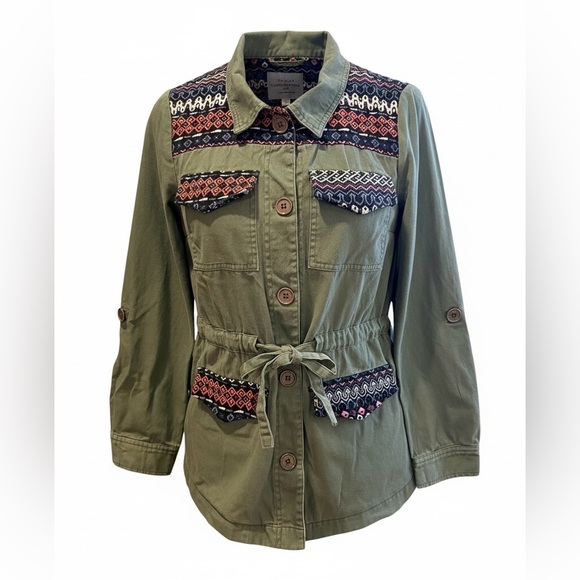 Modcloth Jackets & Blazers - Modcloth Olive/ Army Green Utility Jacket with Patterned Accents Tag Size Medium